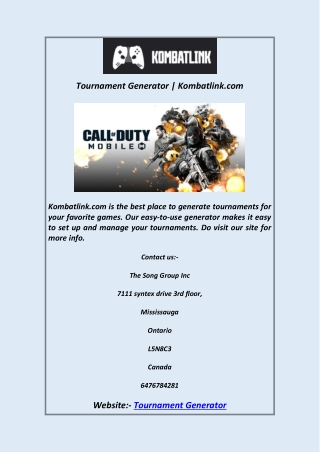 Tournament Generator | Kombatlink.com