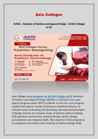 Best institute for B.FAD in UP - Axis Colleges