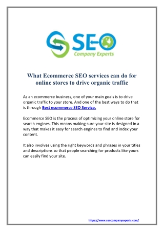 What Ecommerce SEO services can do for online stores to drive organic traffic