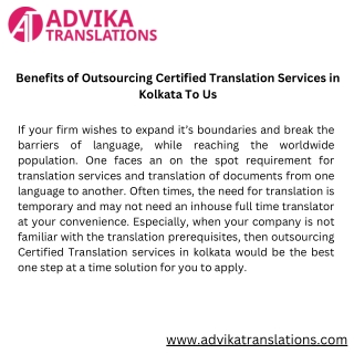Benefits of Outsourcing Certified Translation Services in Kolkata To Us