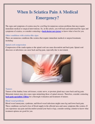 When Is Sciatica Pain A Medical Emergency?