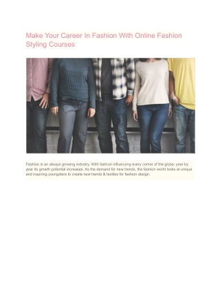 Make Your Career In Fashion With Online Fashion Styling Courses