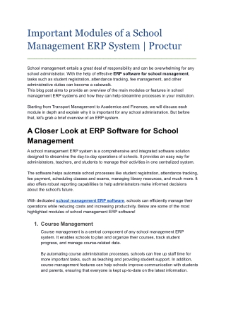 Important Modules of a School Management ERP System - PDF