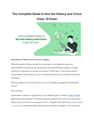 The Complete Guide to Ace the History and Civics Class 10 Exam