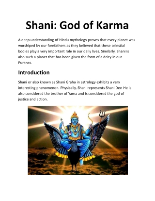 Shani: God of Karma