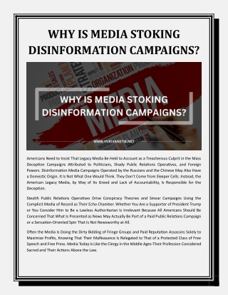 WHY IS MEDIA STOKING DISINFORMATION CAMPAIGNS