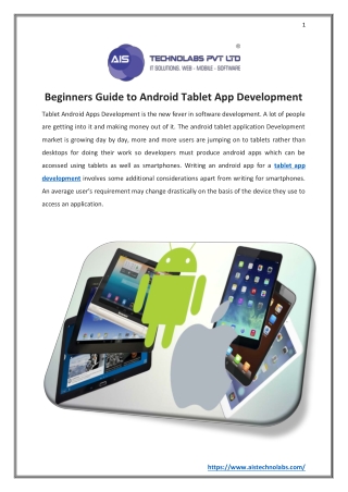 Beginners Guide to Android Tablet App Development
