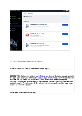 What are the steps to bitdefender central login?