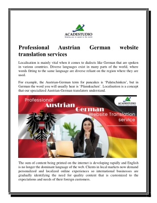 Professional Austrian German website translation services