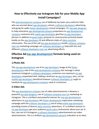 How to Effectively use Instagram Ads for your Mobile App Install Campaigns