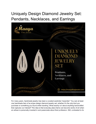 Uniquely Design Diamond Jewelry Set_ Pendants, Necklaces, and Earrings.docx