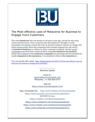 The Most effective uses of Metaverse for Business to Engage more Customers