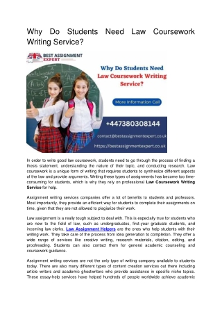 Why Do Students Need Law Coursework Writing Services