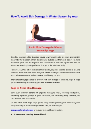 How To Avoid Skin Damage in Winter Season by Yoga