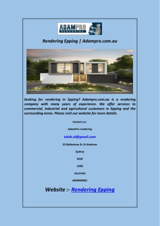 Rendering Epping | Adampro.com.au