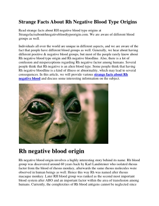 Rh negative blood type origin