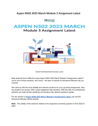 Aspen N502 2023 March Module 5 Assignment Latest