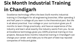 Six Month Industrial Training in Chandigarh
