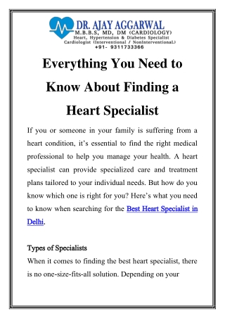 Best Heart Specialist in Delhi Call-9311733366