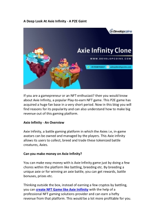 Axie Infinity - Popular P2E Gaming Platform