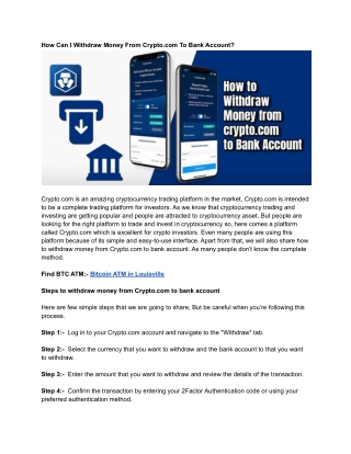 How Can I Withdraw Money From Crypto.com To Bank Account