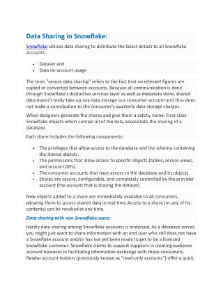 Data Sharing in Snowflake