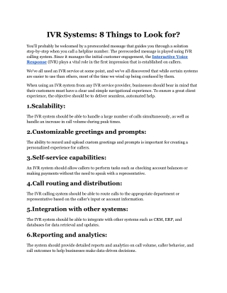 IVR Systems_ 8 Things to Look for_