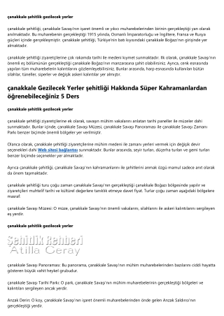 Bu Sizin Beyniniz Çanakkale şehitliğinde Turunda Gezilecek Yerler