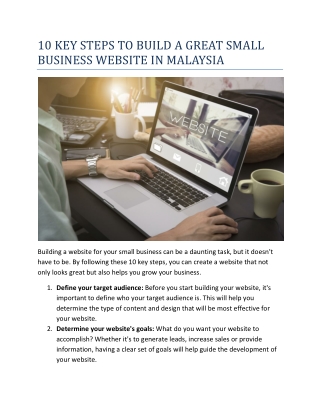 10 KEY STEPS TO BUILD A GREAT SMALL BUSINESS WEBSITE IN MALAYSIA