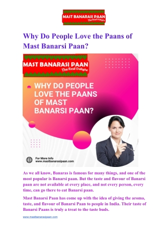 Why Do People Love the Paans of Mast Banarsi Paan?