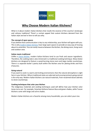 Stosa Kitchen Store New York - Why Choose Modern Italian Kitchens?