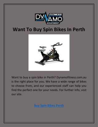Want To Buy Spin Bikes In Perth