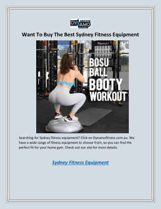 Want To Buy The Best Sydney Fitness Equipment