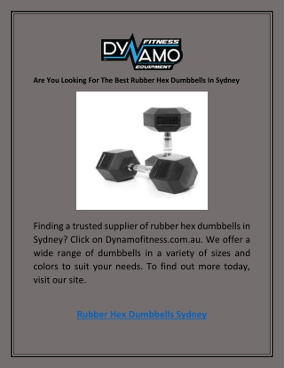 Are You Looking For The Best Rubber Hex Dumbbells In Sydney