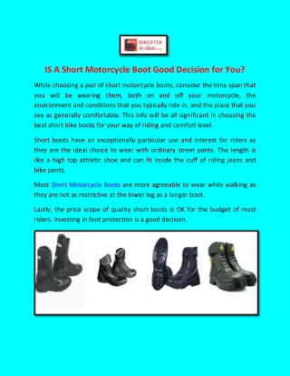 IS A Short Motorcycle Boot Good Decision for You