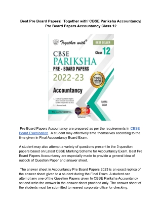 Best Pre Board Papers_ ‘Together with’ CBSE Pariksha Accountancy_ Pre Board Papers Accountancy Class 12