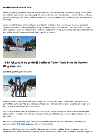 Çanakkale Gezilecek Yerler Şehitliği