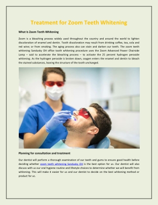 Treatment for Zoom Teeth Whitening