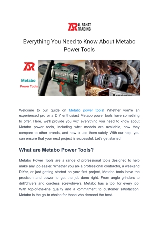 Everything You Need to Know About Metabo Power Tools