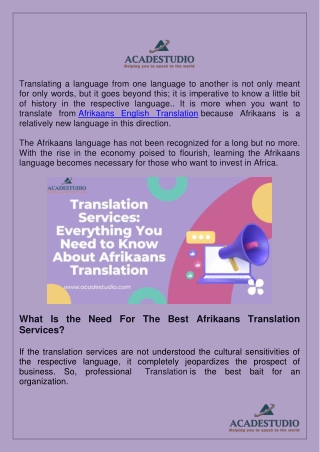 Need to Know About Afrikaans Translation