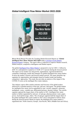 Global Intelligent Flow Meter Market 2022-2028