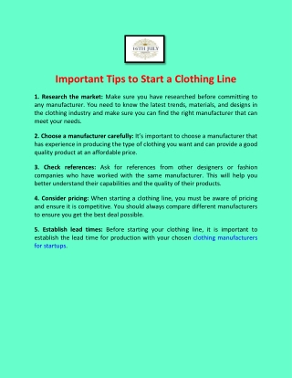 Important Tips to Start a Clothing Line