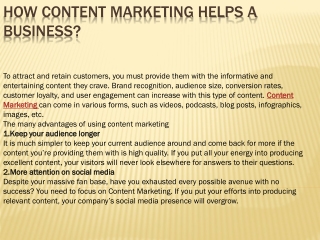 How Content Marketing Helps a Business