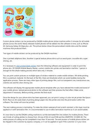 DAQIN Mobile Phone Sticker Machine For Any Cellphone