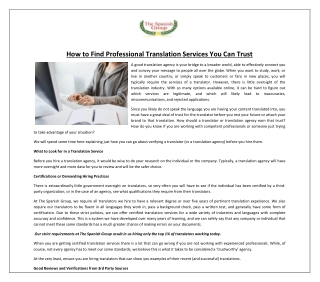 How to Find Professional Translation Services You Can Trust