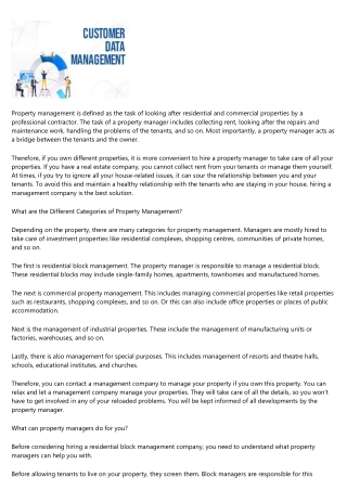 Importance of Property Management For All Types of Properties