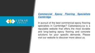 Commercial Epoxy Flooring Specialists Cambridge  Cipkarepoxy.ca