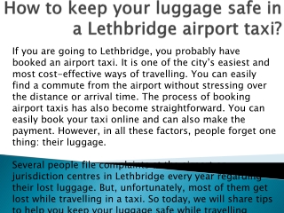 How to keep your luggage safe in a Lethbridge airport taxi