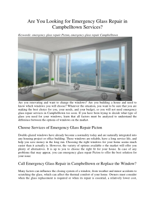 Are You Looking for Emergency Glass Repair in Campbelltown Services