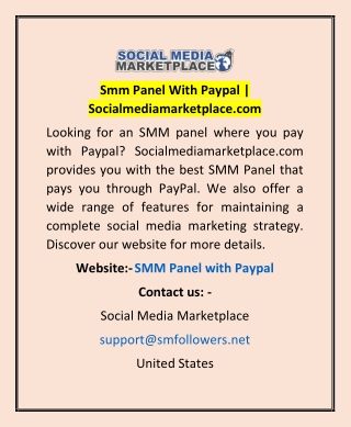 Smm Panel With Paypal | Socialmediamarketplace.com